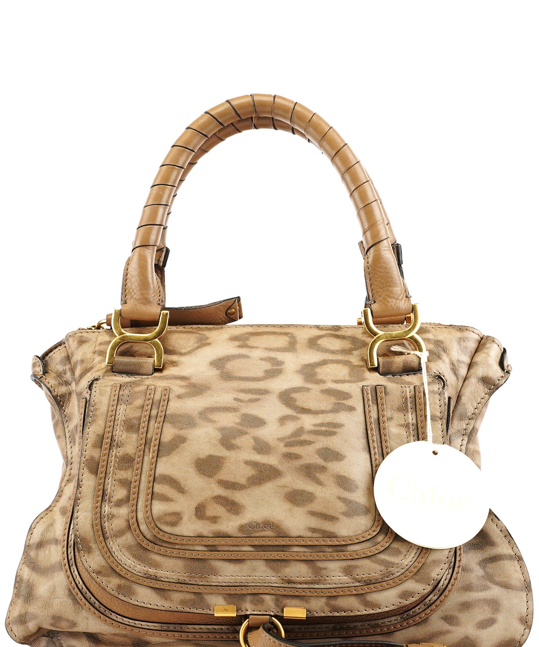 Chloe Beige Leopard Leather Marcie Shoulder Bag 1/300