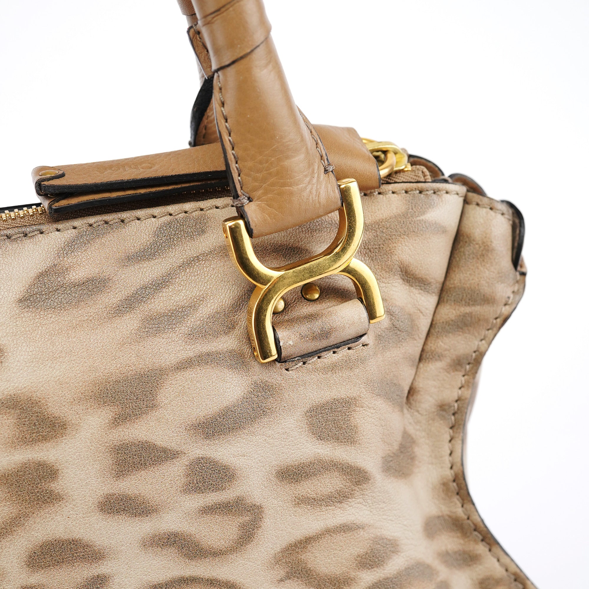 Chloé Sac porté épaule Marcie en cuir imprimé léopard beige 1/150