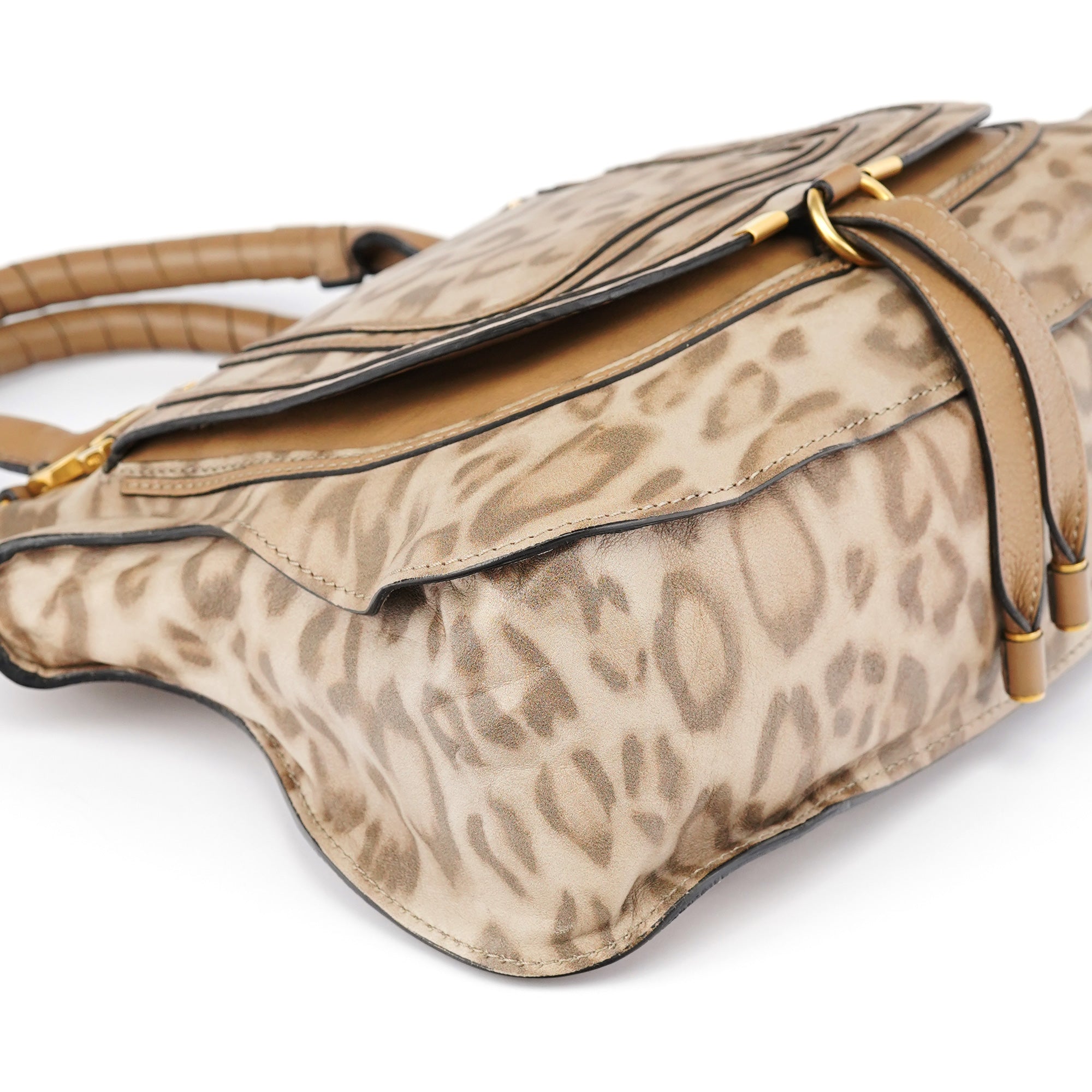 Chloé Sac porté épaule Marcie en cuir imprimé léopard beige 1/150