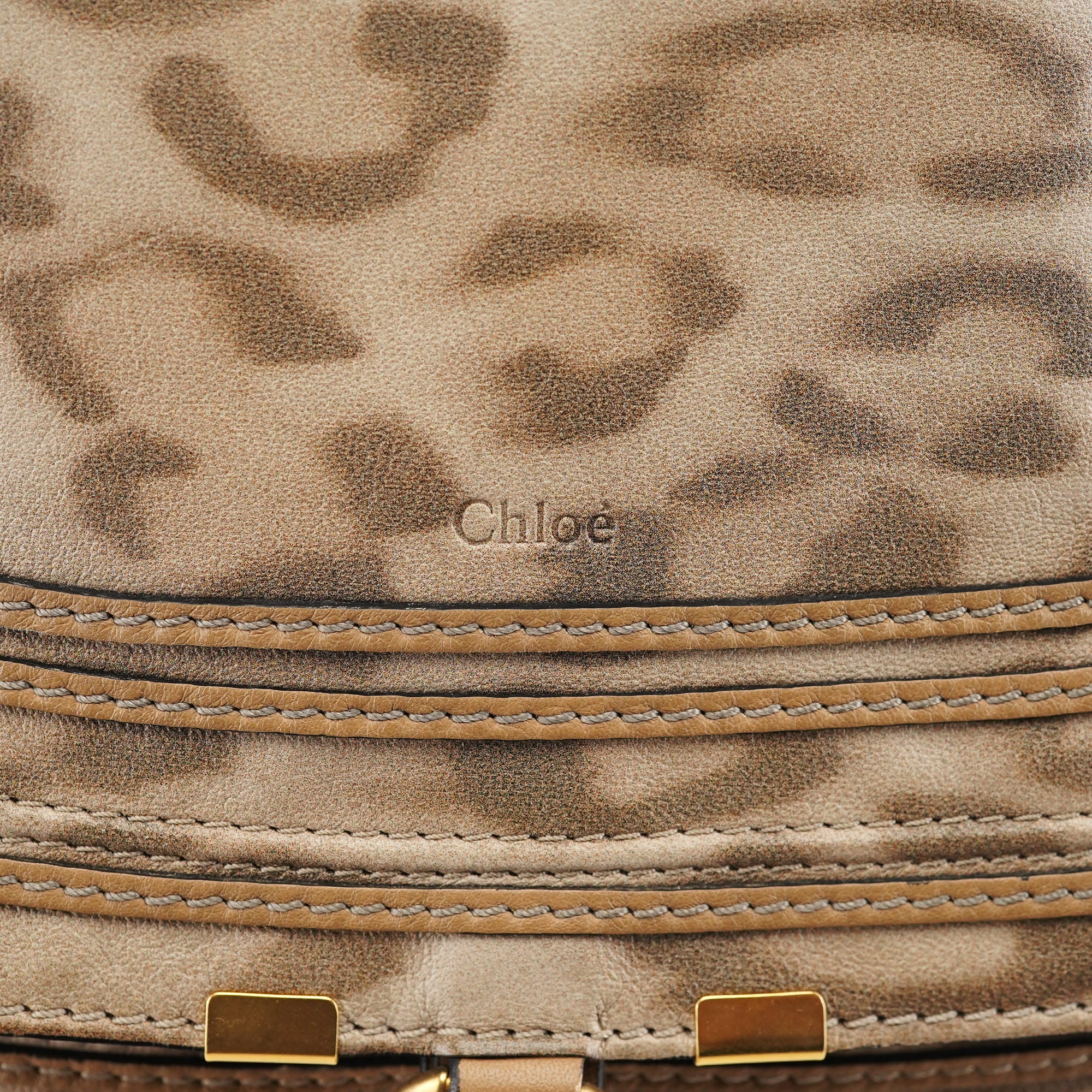 Chloé Sac porté épaule Marcie en cuir imprimé léopard beige 1/150