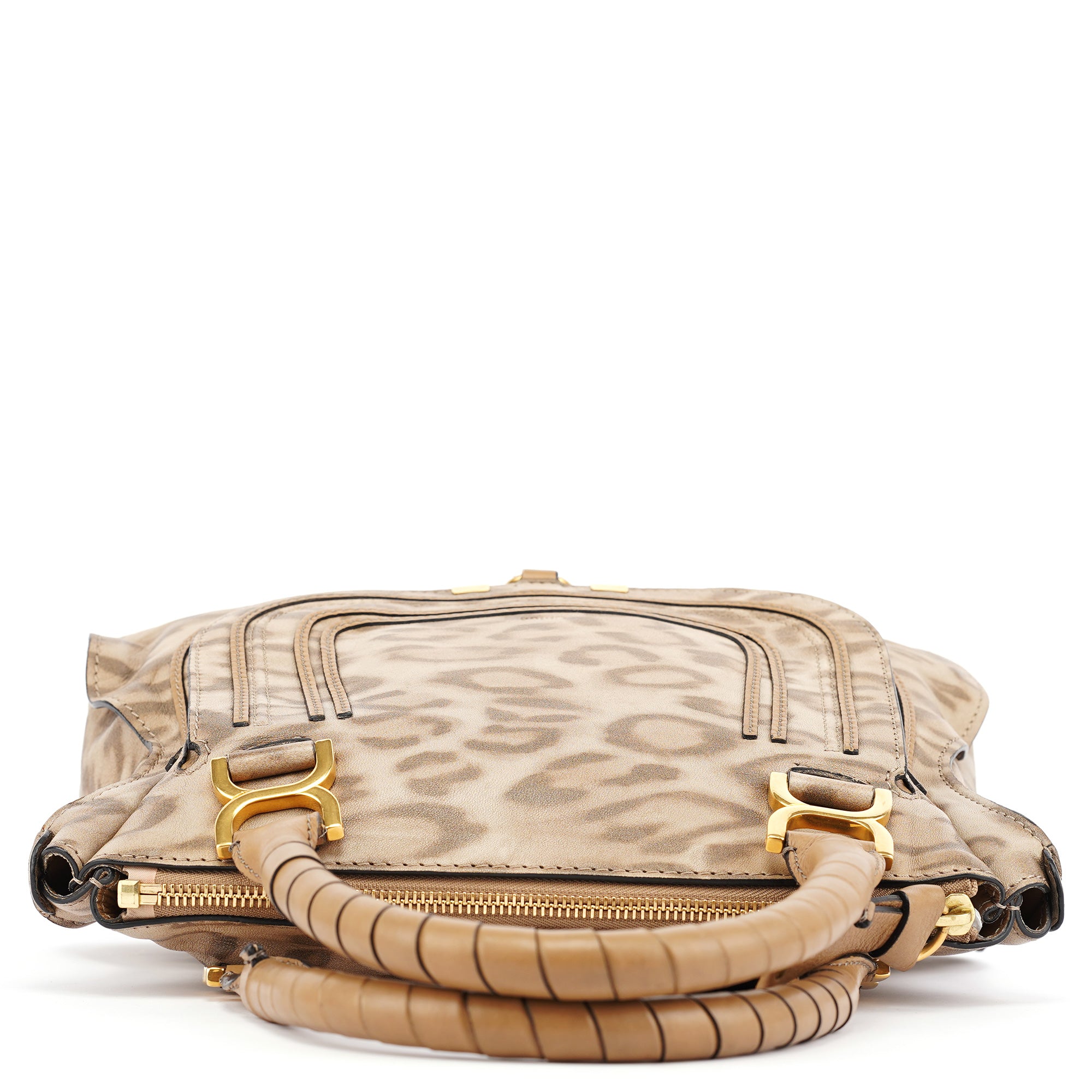 Chloé Sac porté épaule Marcie en cuir imprimé léopard beige 1/150