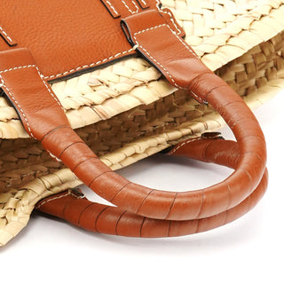 Chloe Beige Raffia Leather Marcie Basket Bag