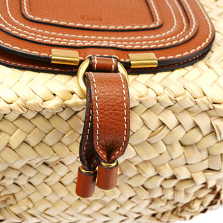 Chloe Beige Raffia Leather Marcie Basket Bag