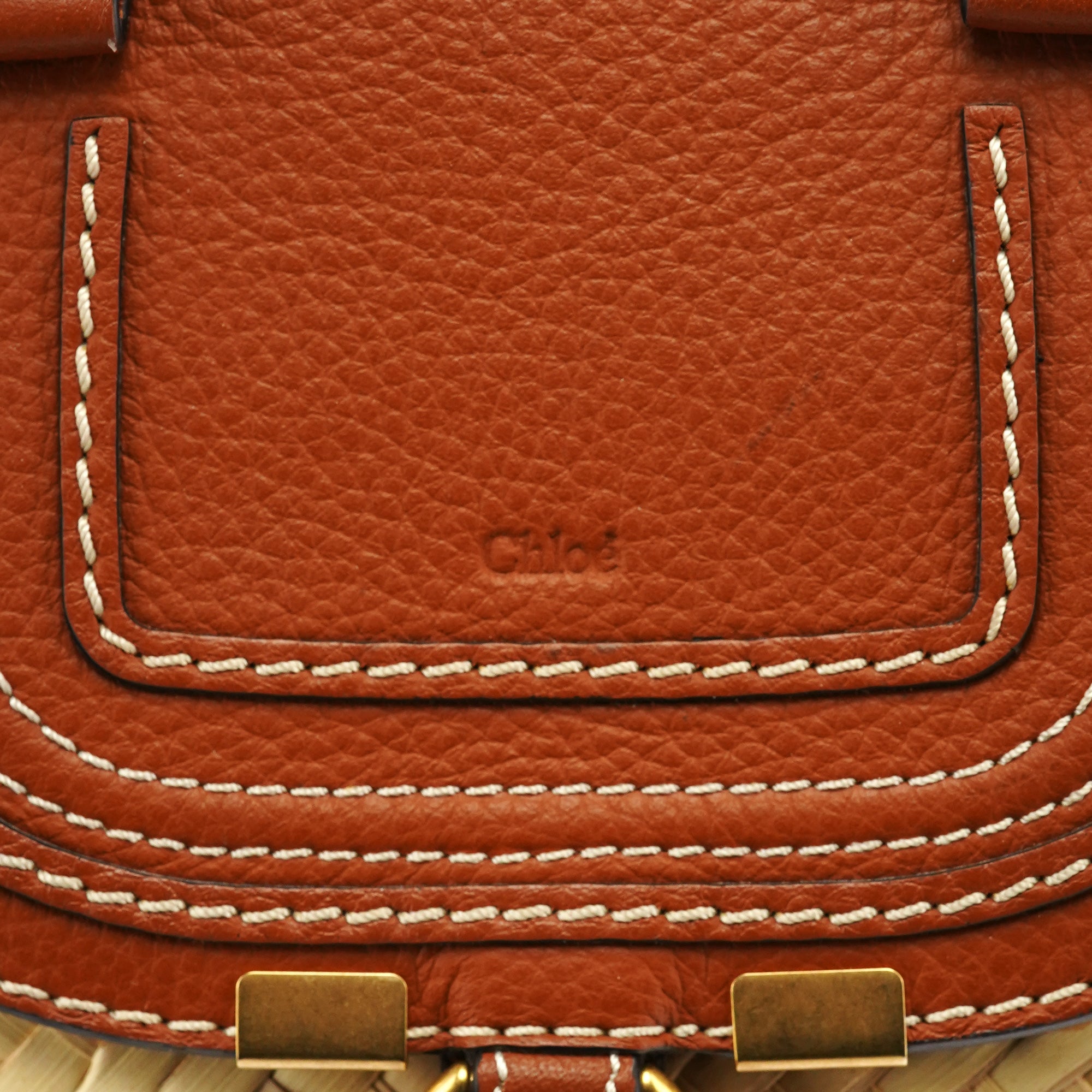 Chloe Beige Raffia Leather Marcie Basket Bag