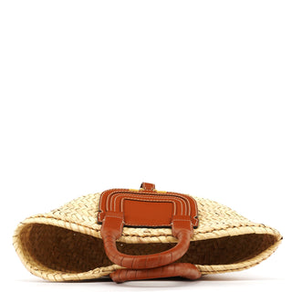 Chloe Beige Raffia Leather Marcie Basket Bag