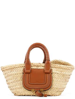 Chloe Beige Raffia Leather Marcie Basket Bag