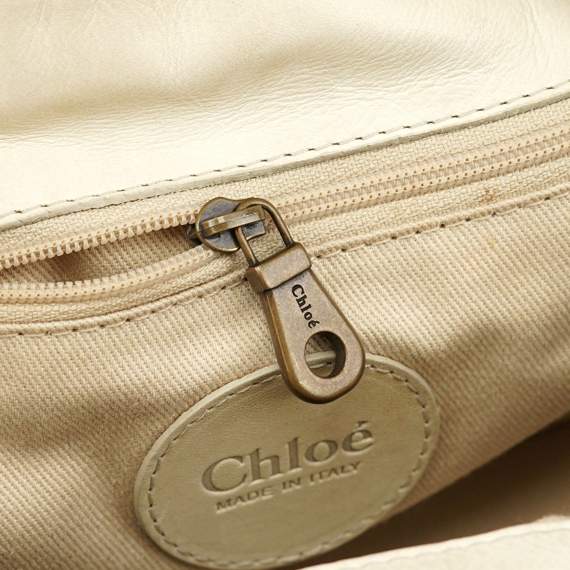Chloé Beige Small Python Silverado Bag