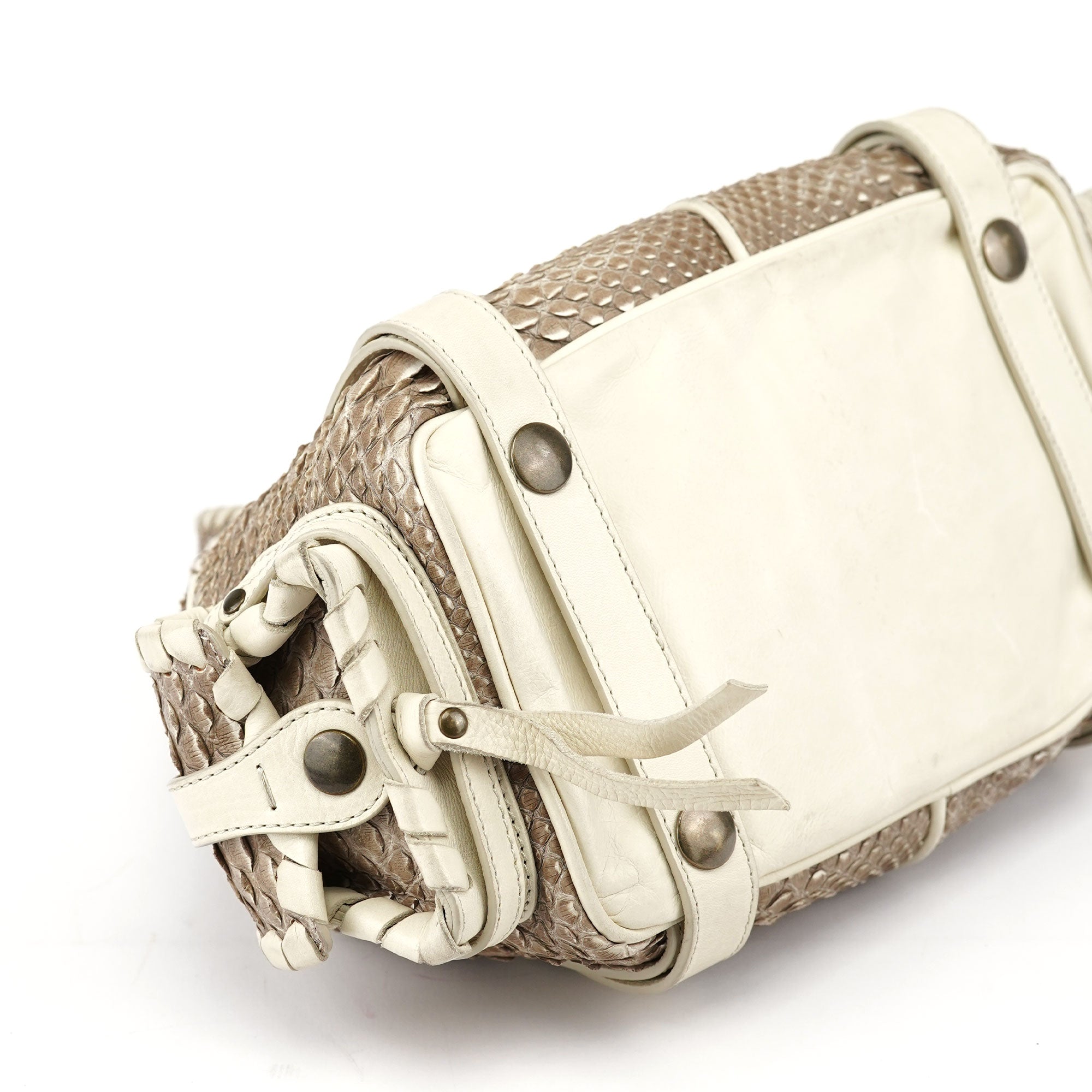 Chloé Beige Small Python Silverado Bag