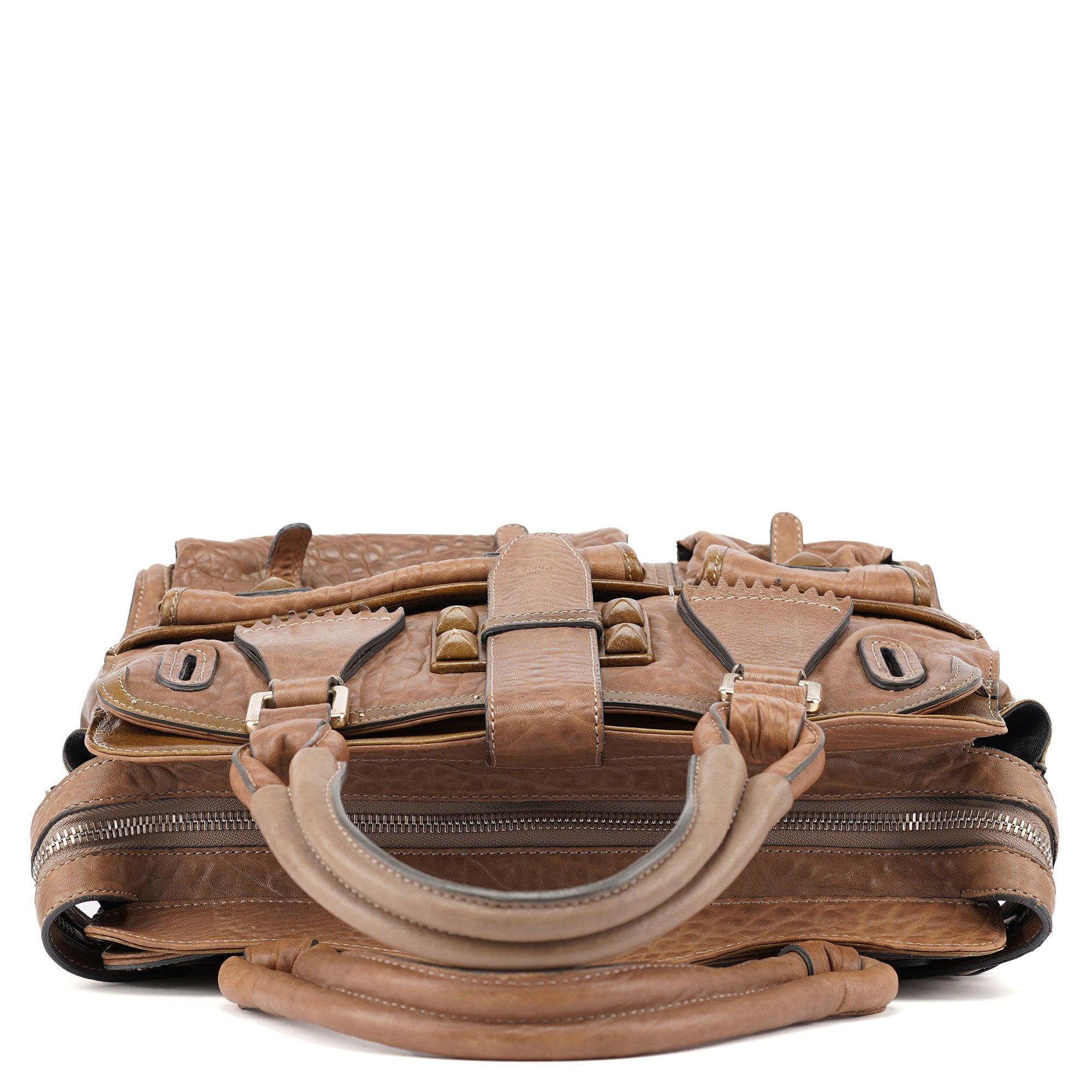 Chloé Beige Studded Leather Tote Bag