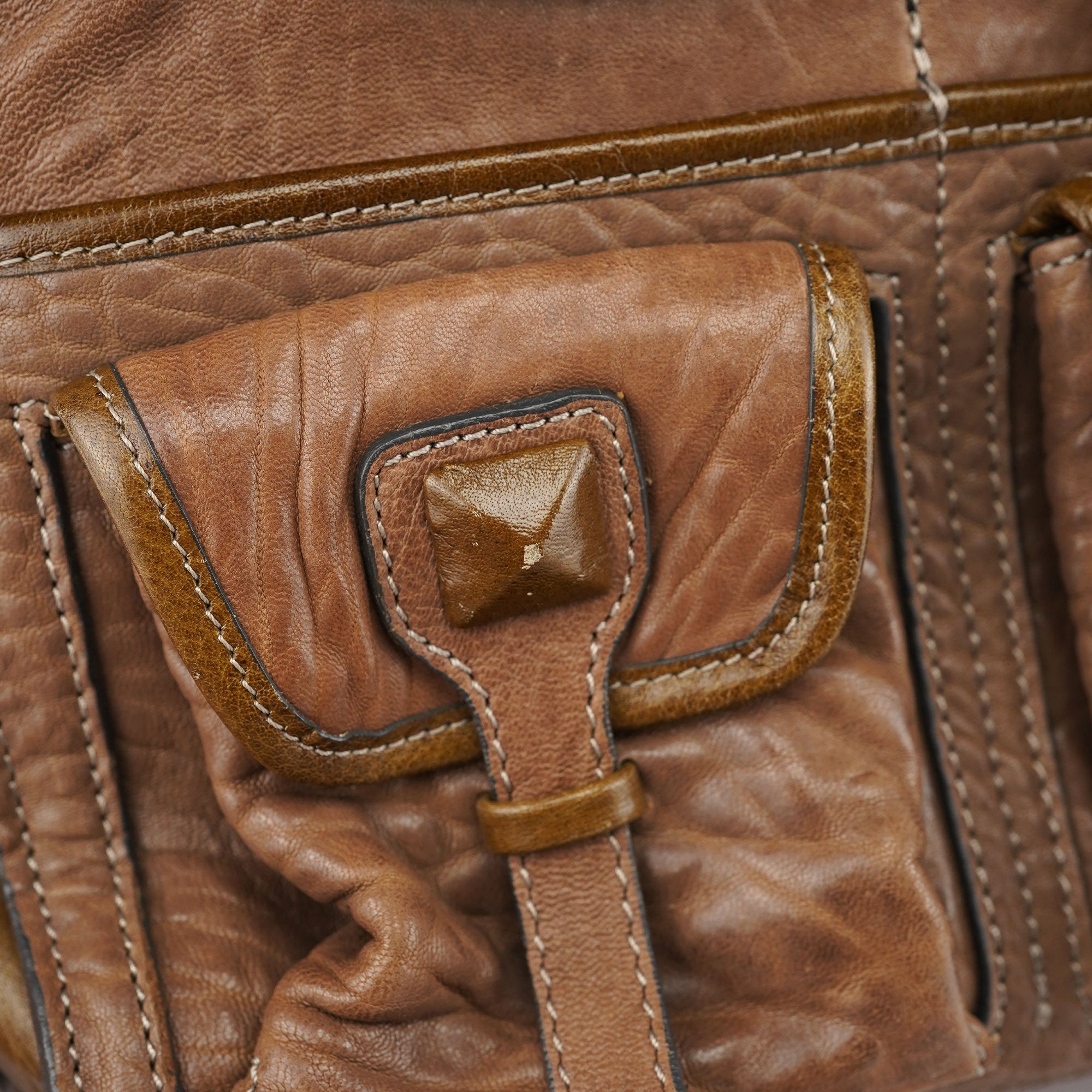 Chloé Beige Studded Leather Tote Bag