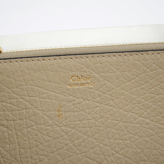 Chloe Beige White Leather Turnlock Tote Bag