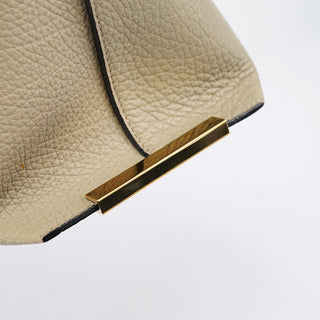 Chloe Beige White Leather Turnlock Tote Bag