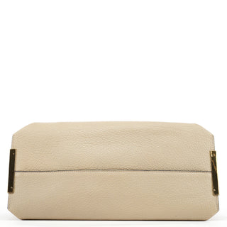 Chloe Beige White Leather Turnlock Tote Bag