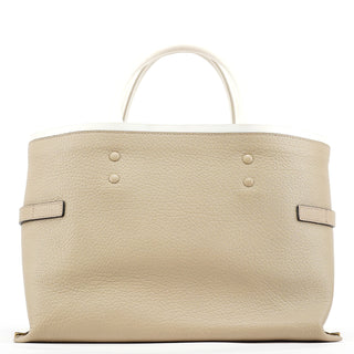 Chloe Beige White Leather Turnlock Tote Bag