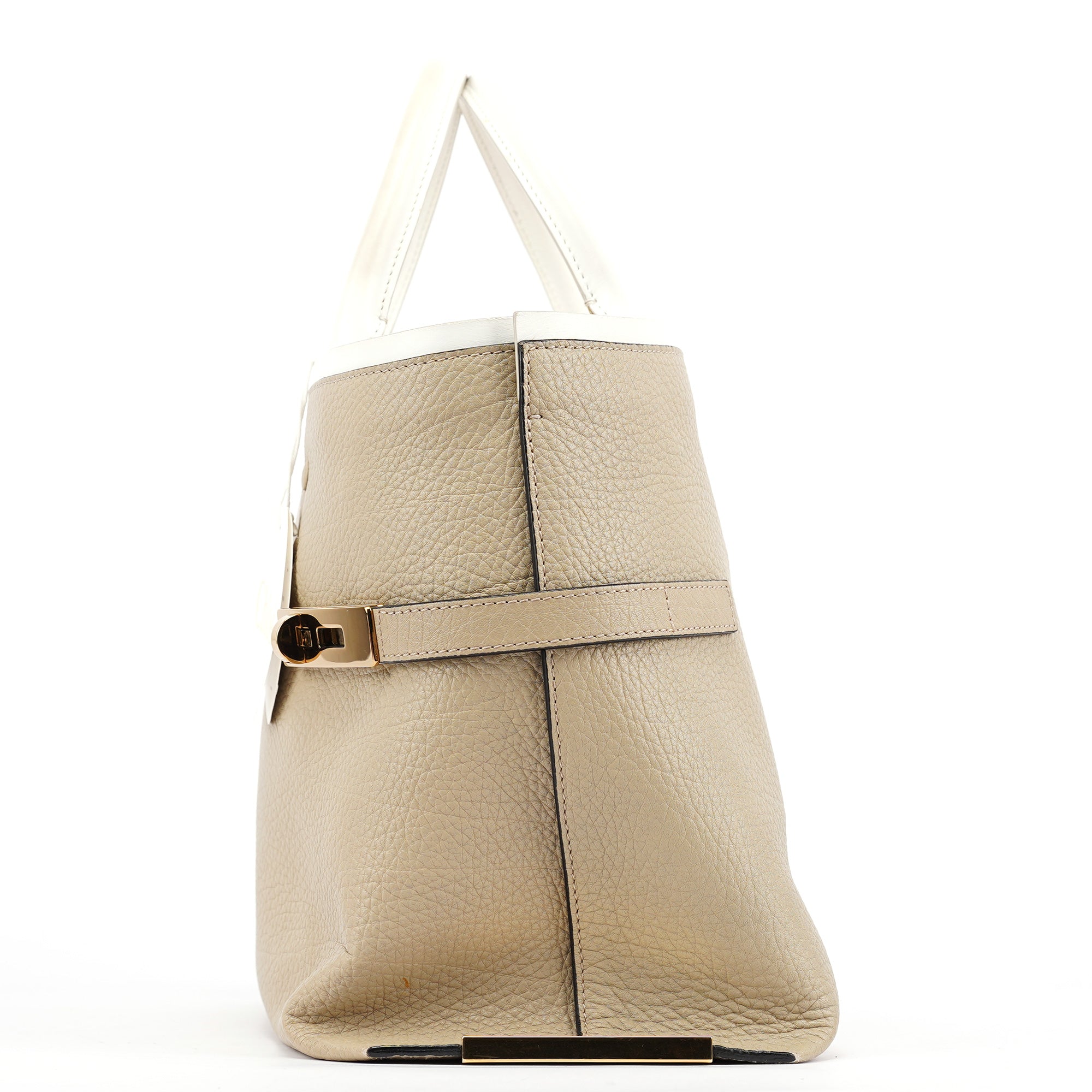 Chloé Sac cabas à fermoirs tournants en cuir beige et blanc