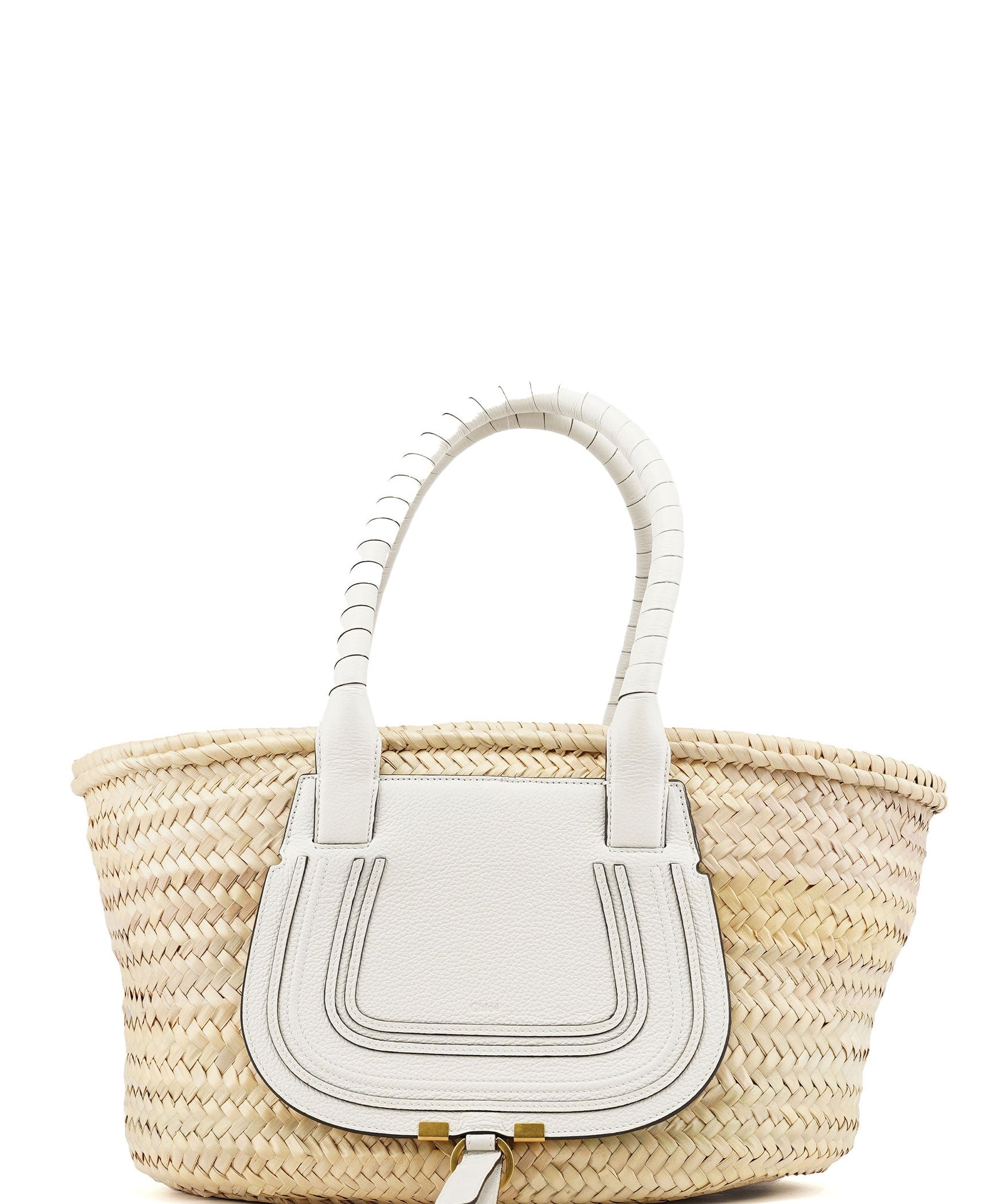 Chloé Beige White Marcie Basket Bag
