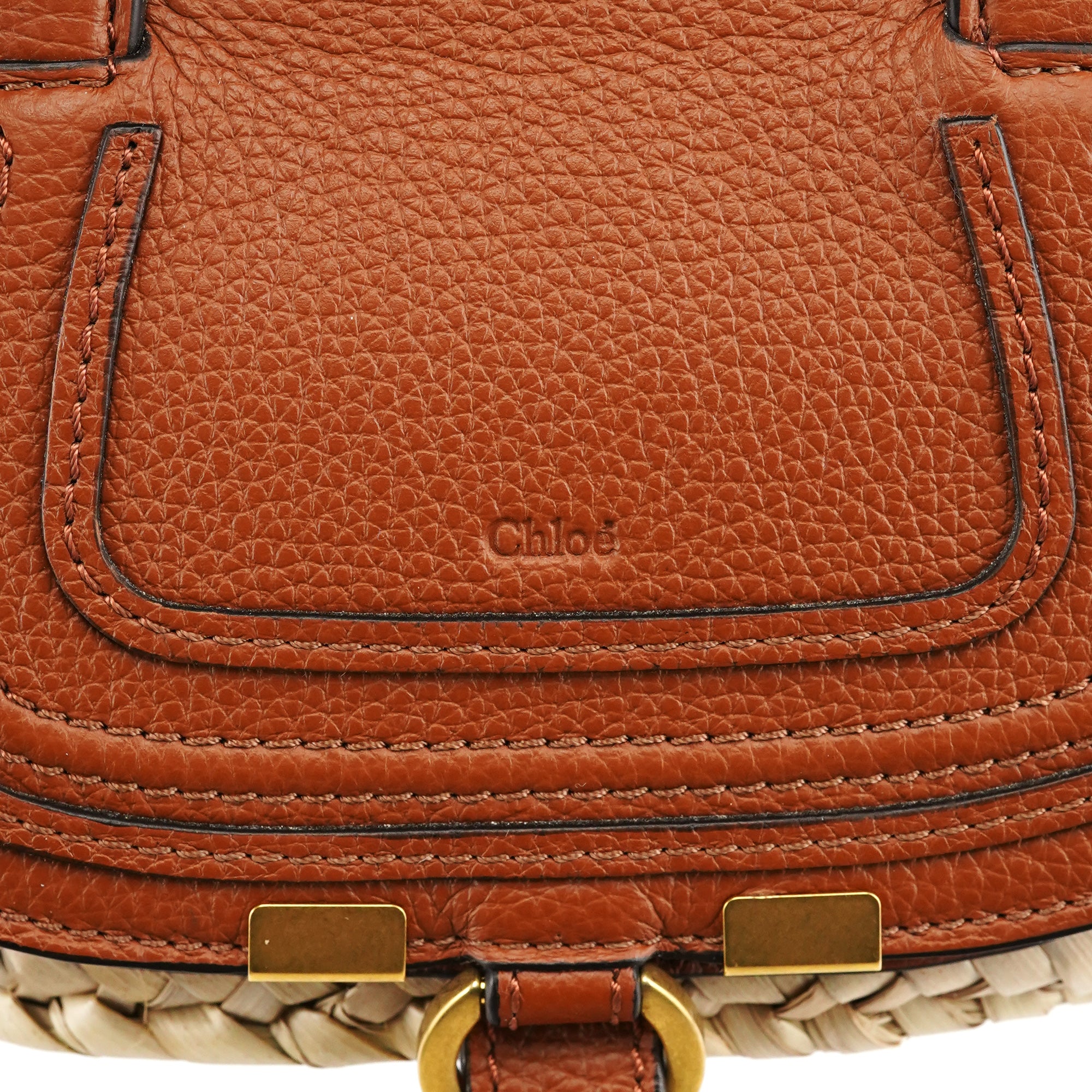 Chloé Beige Woven Raffia Marcie Basket Bag