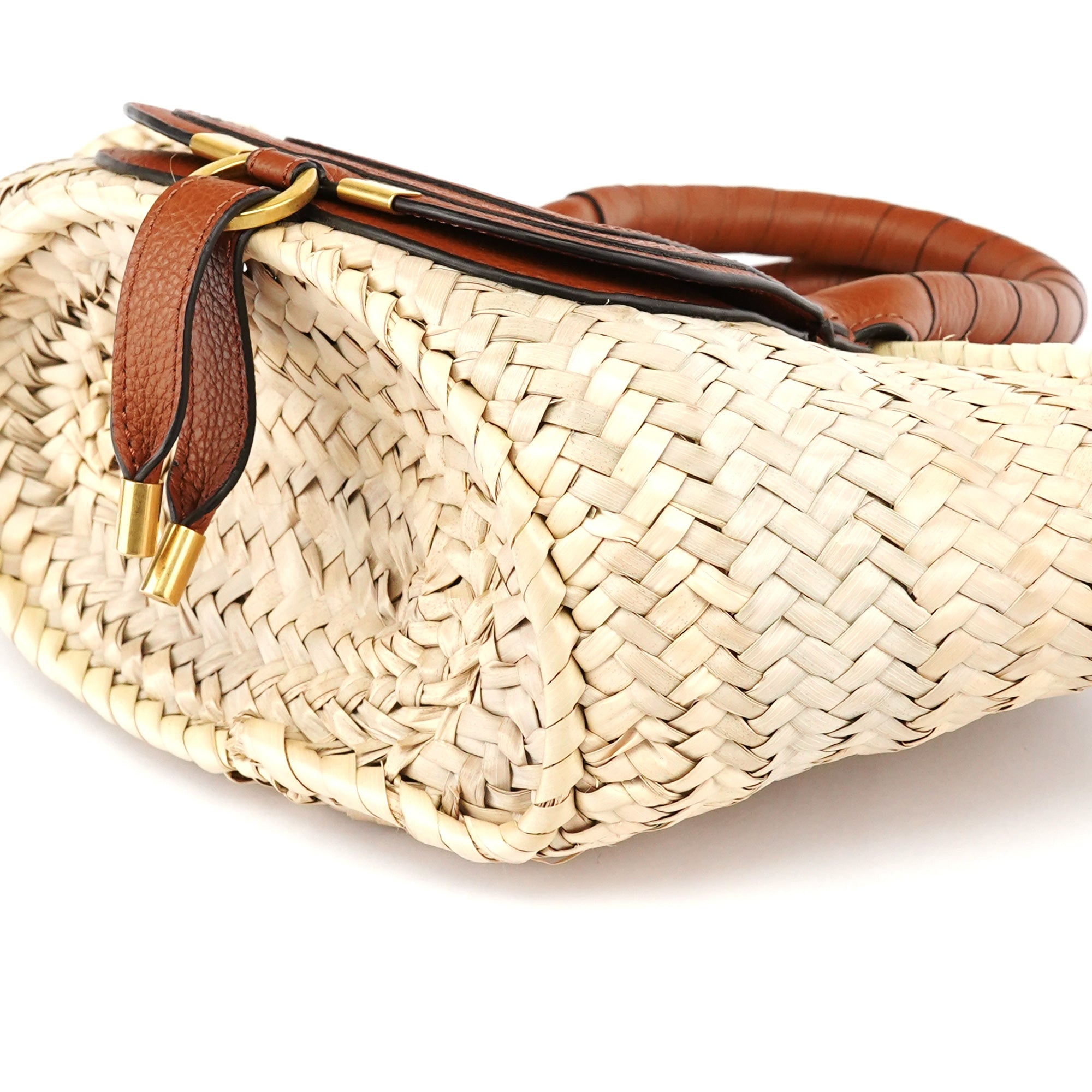 Chloé Beige Woven Raffia Marcie Basket Bag