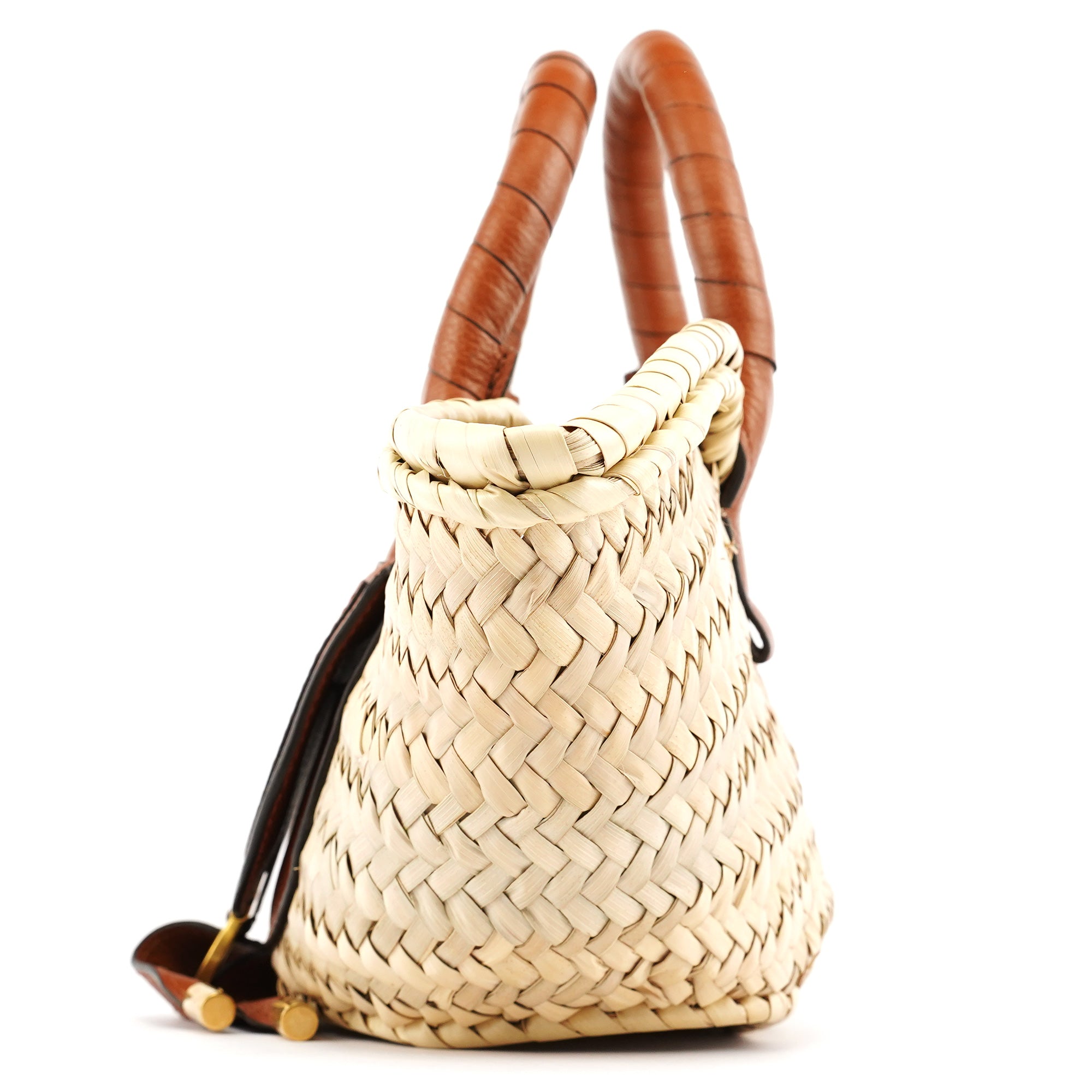 Chloé Beige Woven Raffia Marcie Basket Bag