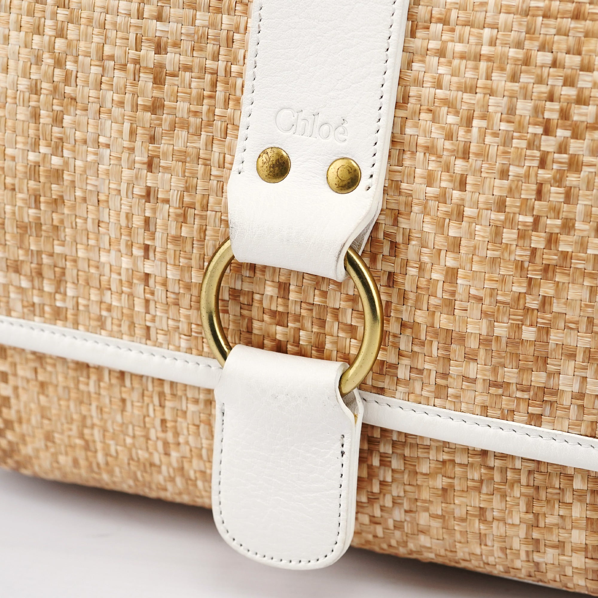 Chloé Beige Woven Raffia Shoulder Bag