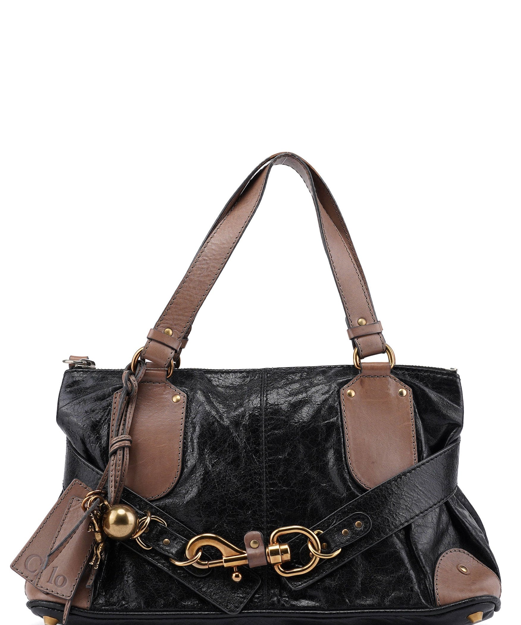 Chloé Black Beige Leather Kerala Tote Bag