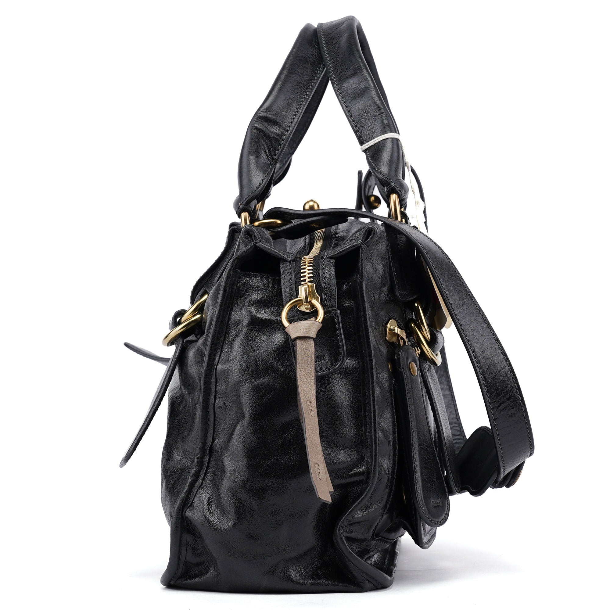 Chloé Sac deux portés Bay en cuir de veau noir