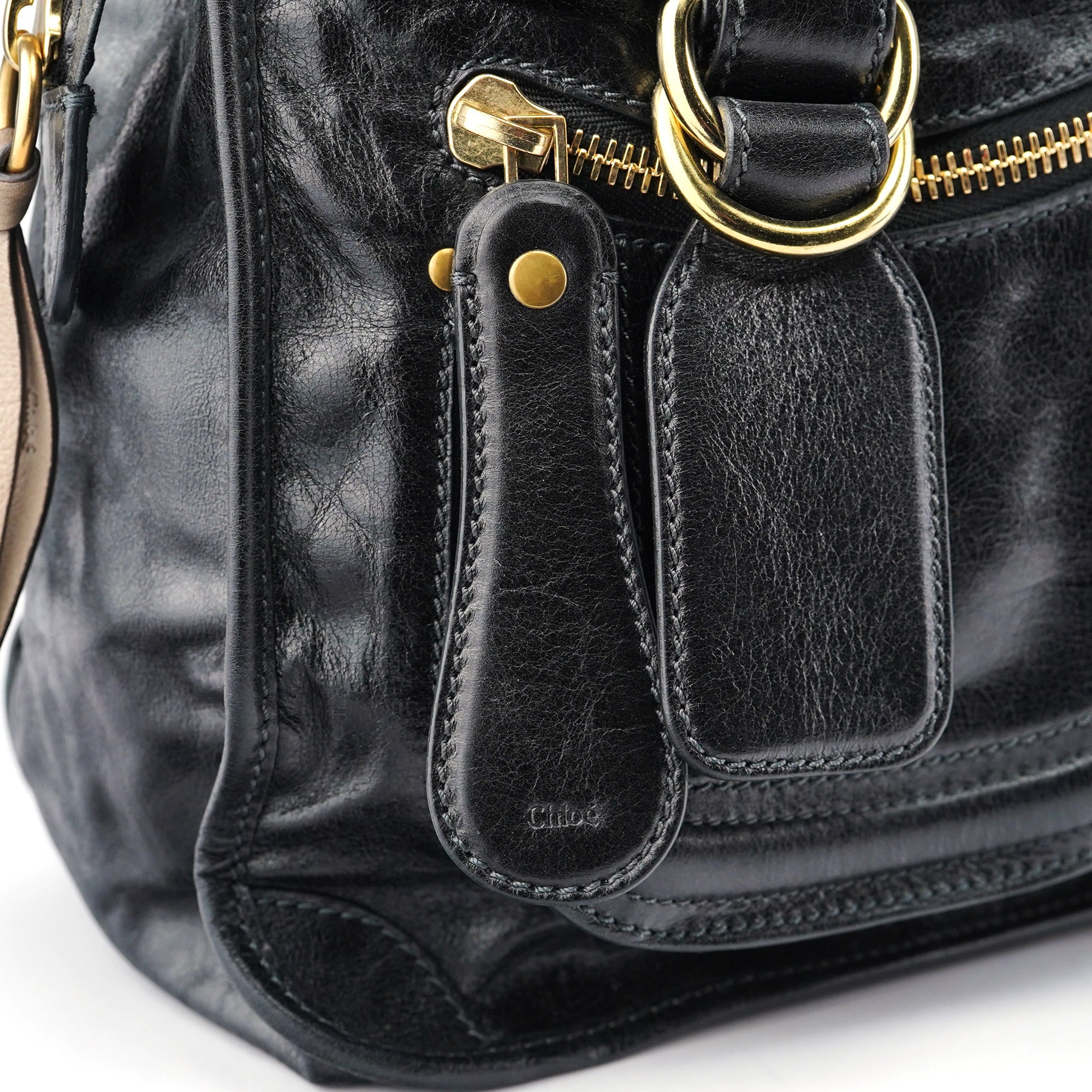 Chloé Sac deux portés Bay en cuir de veau noir