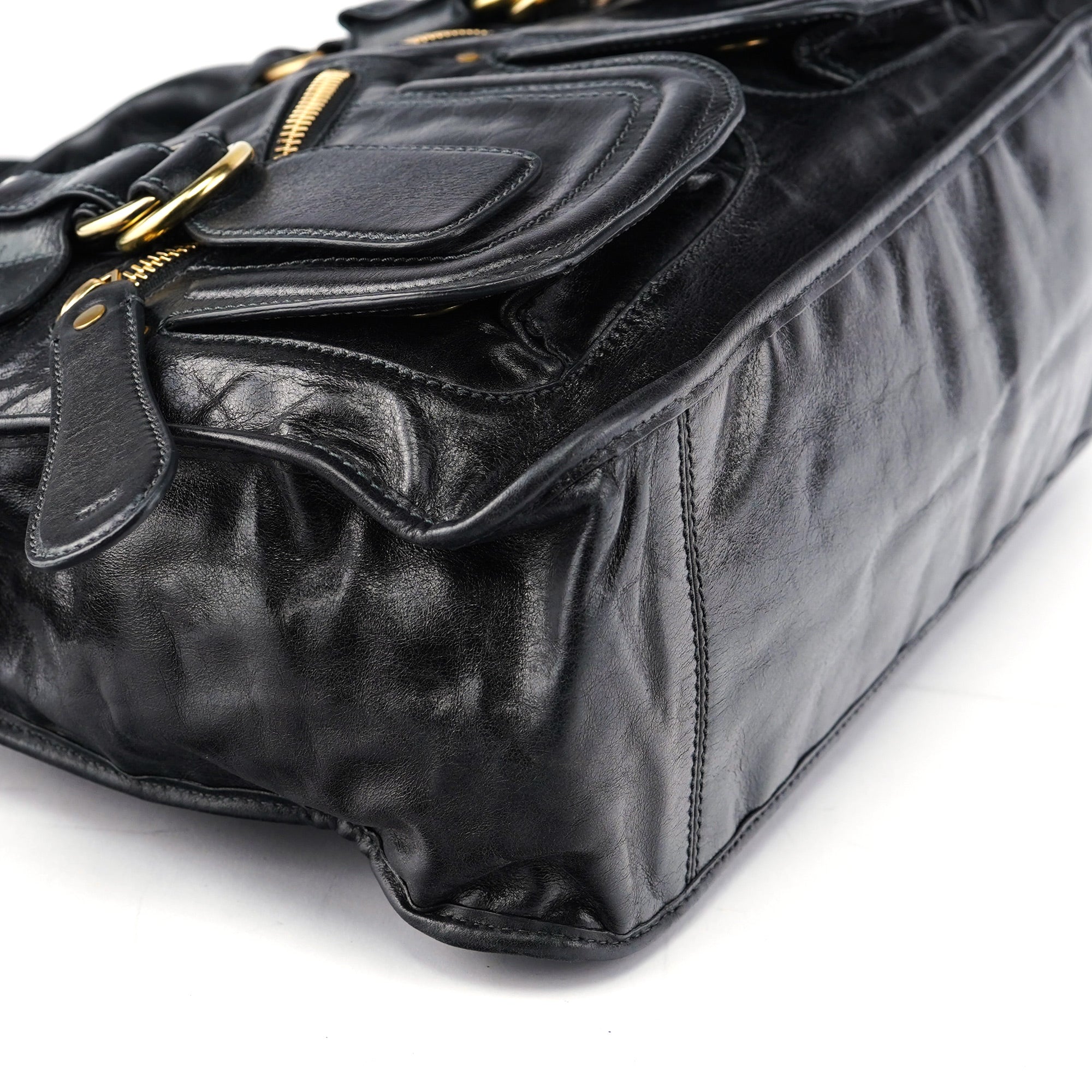 Chloé Sac deux portés Bay en cuir de veau noir
