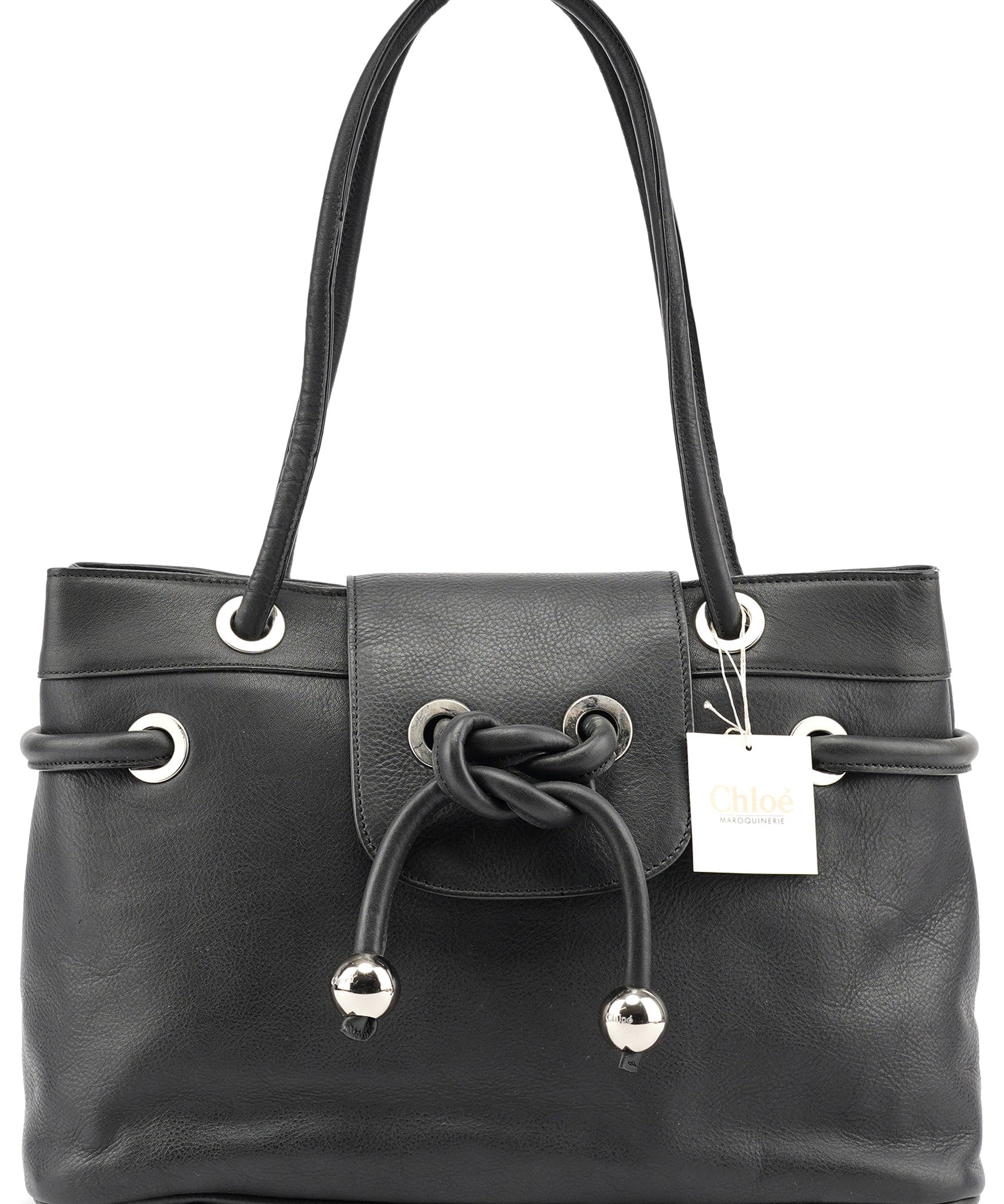 Chloé Black Calfskin Drawstring Tote Bag