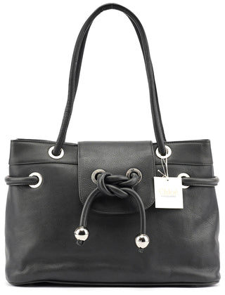 Chloé Black Calfskin Drawstring Tote Bag