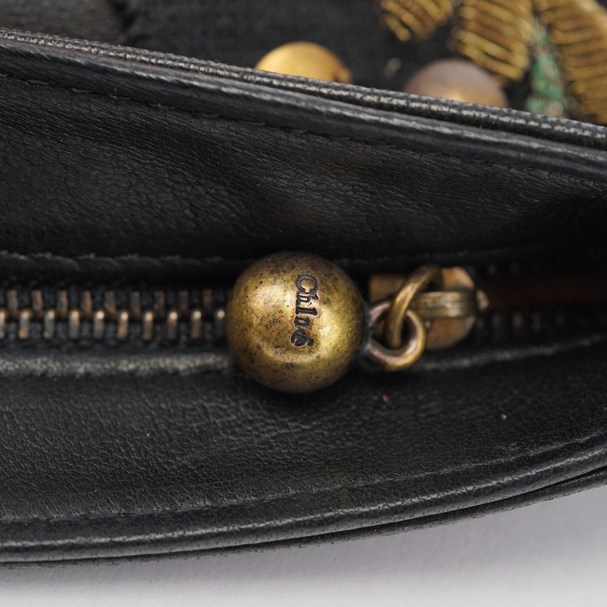 Chloé Black Calfskin Embellished Clutch Bag