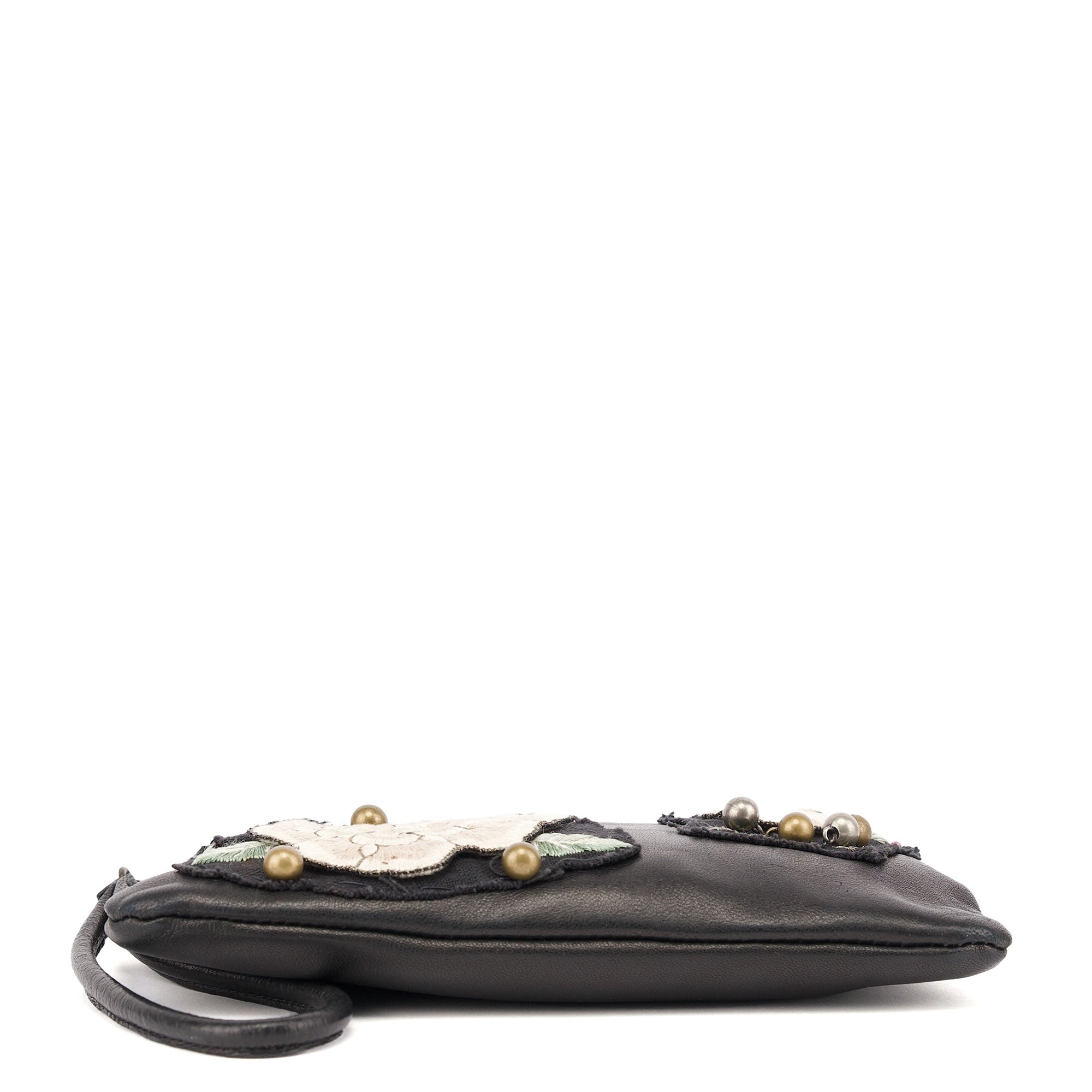 Chloé Black Calfskin Embellished Clutch Bag