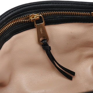 Chloe Black Calfskin Fur Python Handle Shoulder Bag