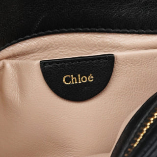 Chloe Black Calfskin Fur Python Handle Shoulder Bag