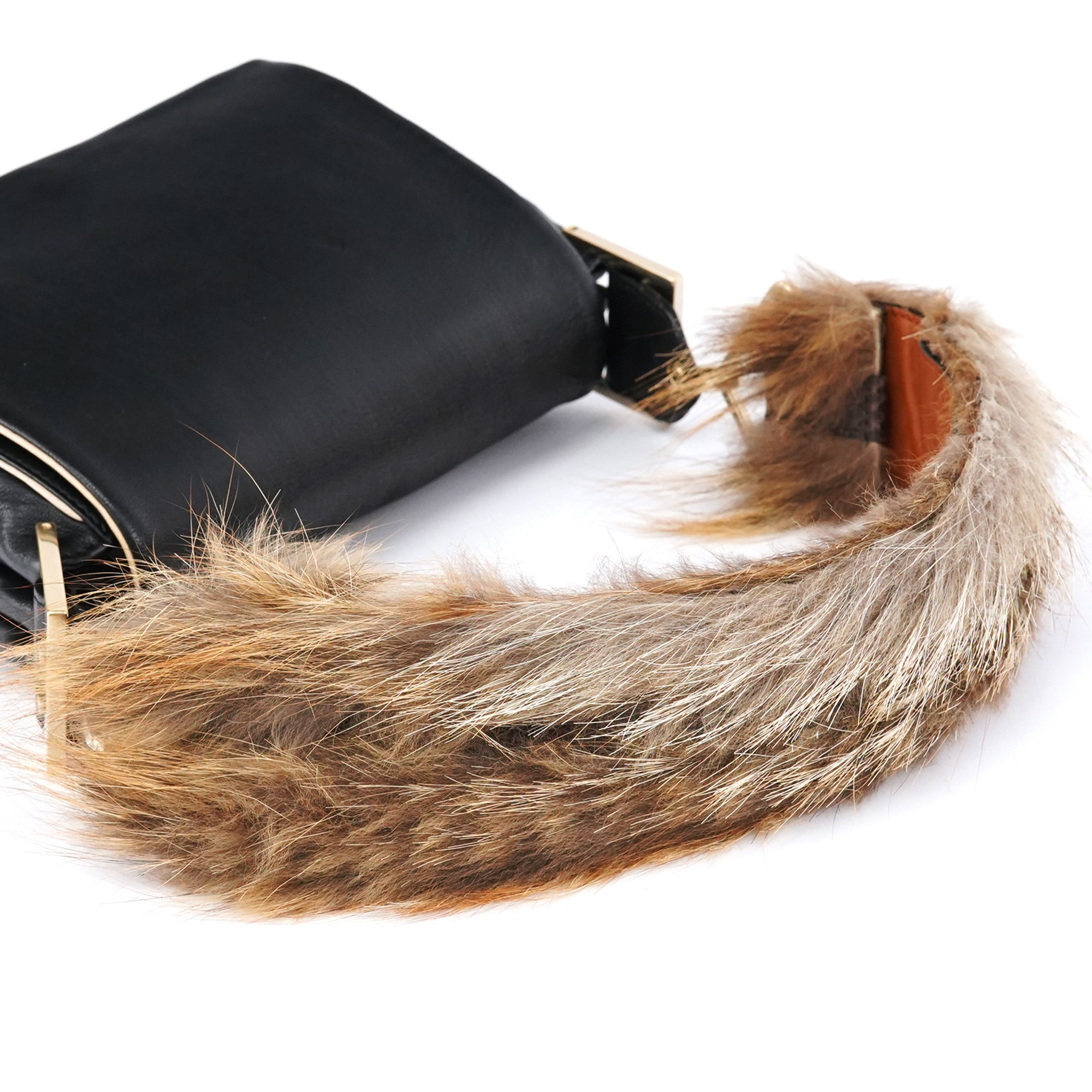 Chloe Black Calfskin Fur Python Handle Shoulder Bag