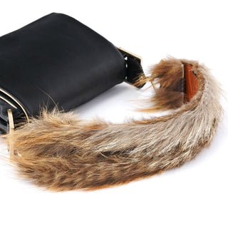 Chloe Black Calfskin Fur Python Handle Shoulder Bag