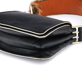 Chloe Black Calfskin Fur Python Handle Shoulder Bag