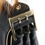 Chloe Black Calfskin Fur Python Handle Shoulder Bag