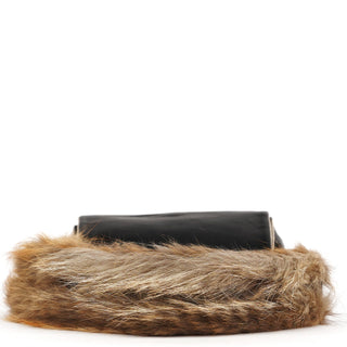 Chloe Black Calfskin Fur Python Handle Shoulder Bag