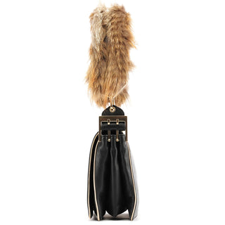 Chloe Black Calfskin Fur Python Handle Shoulder Bag