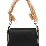 Chloe Black Calfskin Fur Python Handle Shoulder Bag