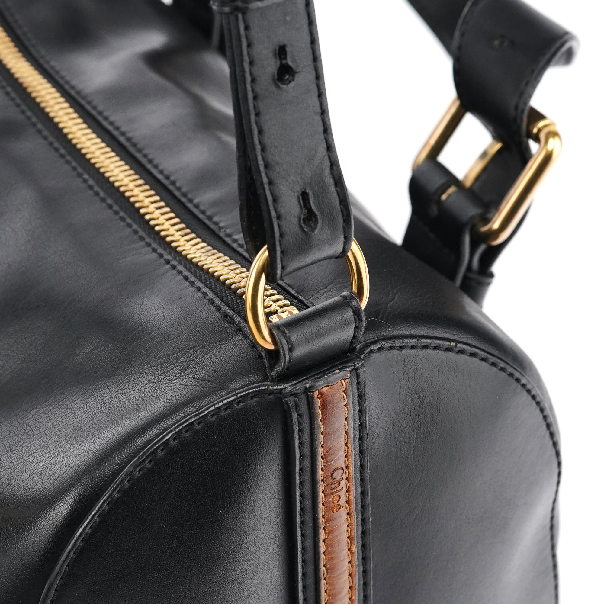 Chloe Black Calfskin Leather Boston 2-Way Bag