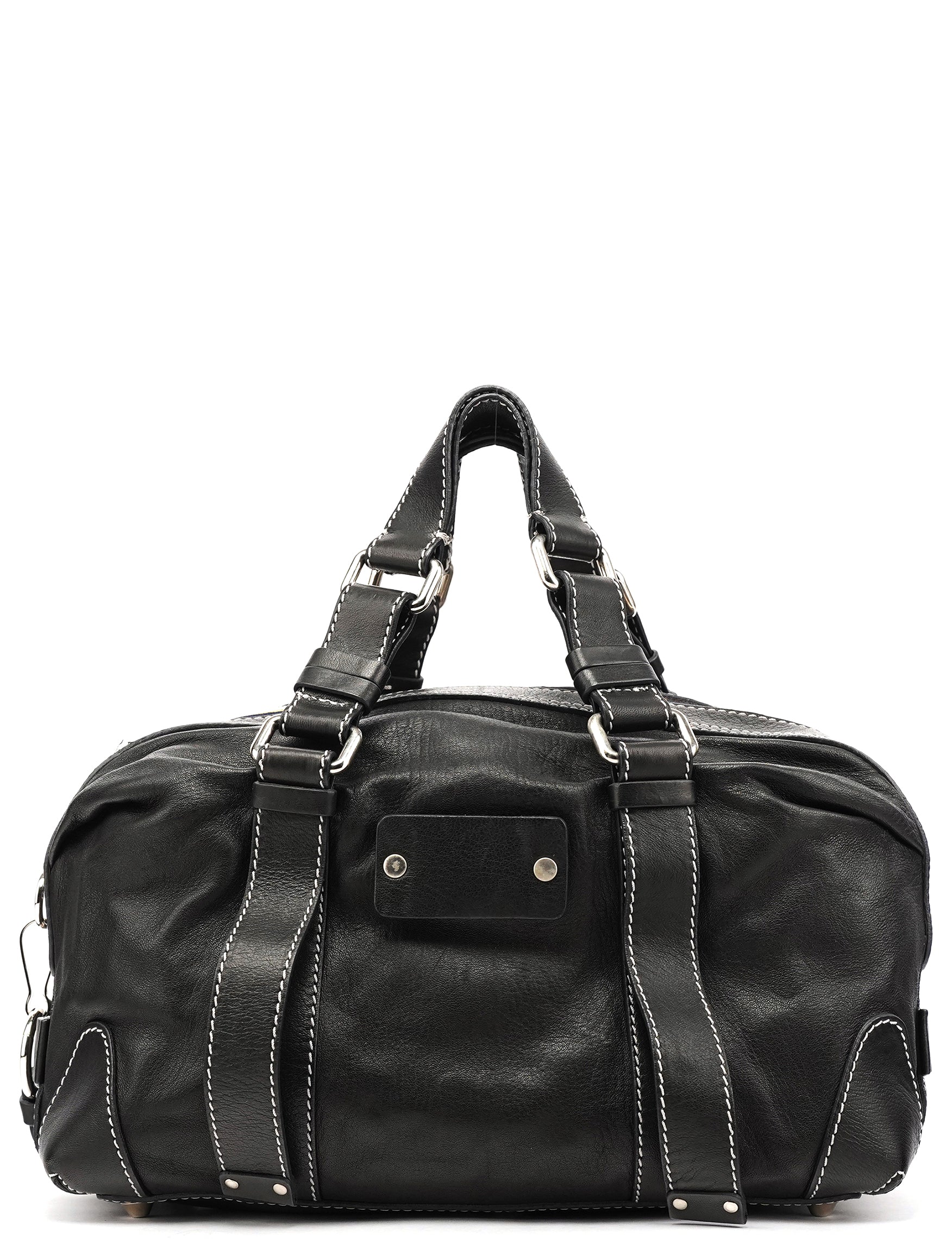 Chloé Black Calfskin Patsy Boston Bowling Bag