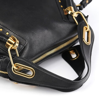 Chloe Black Calfskin Studded Paraty 2-Way Bag