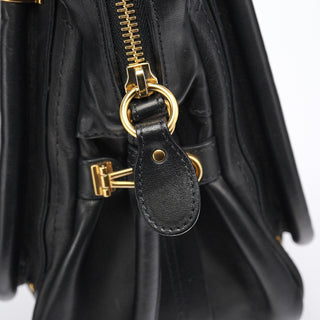 Chloe Black Calfskin Studded Paraty 2-Way Bag