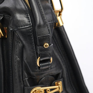 Chloe Black Calfskin Studded Paraty 2-Way Bag