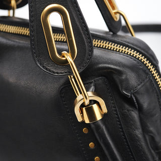 Chloe Black Calfskin Studded Paraty 2-Way Bag
