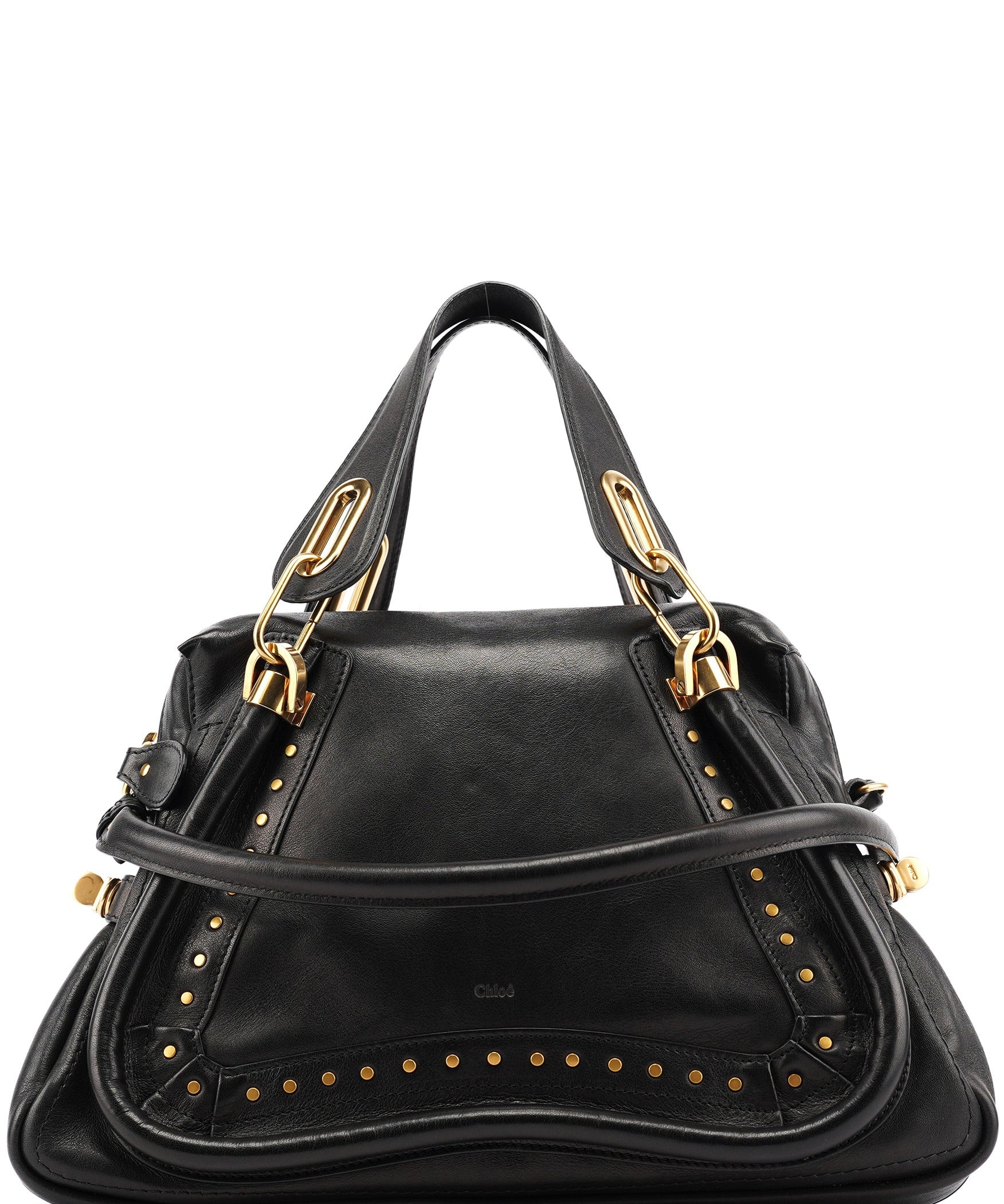 Chloe Black Calfskin Studded Paraty 2-Way Bag