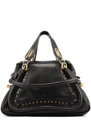 Chloe Black Calfskin Studded Paraty 2-Way Bag