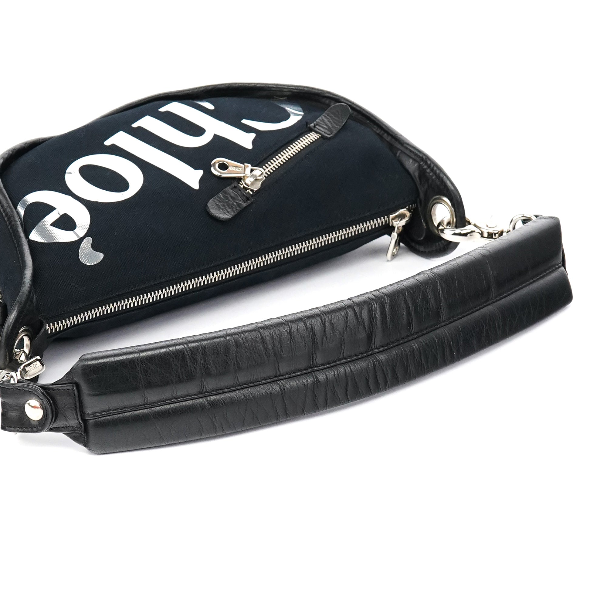 Chloe Black Canvas Logo Shoulder Bag